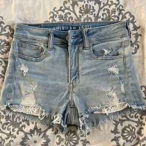 American Eagle high rise jean cutoff shorts. Size 2. Light wash.